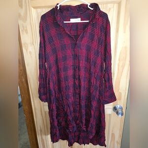 Red and Black Plaid Button-Up Shirt